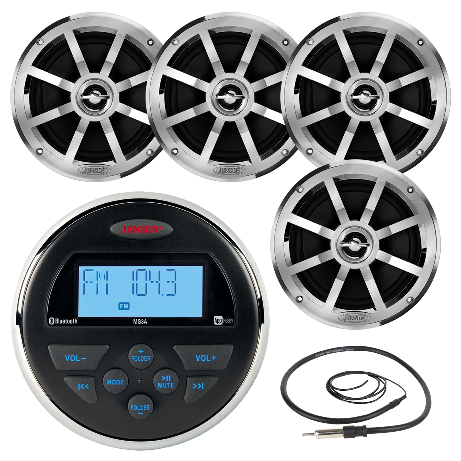 Sell Jensen Bluetooth USB Marine Gauge Radio, Jensen 6.5" Marine