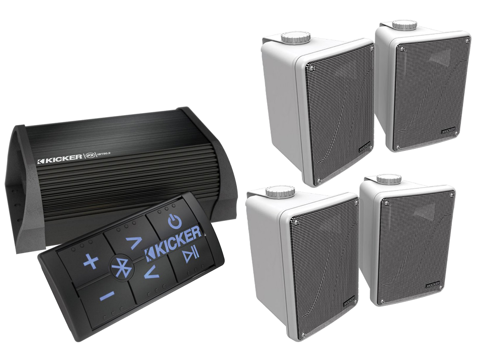 Find 4 White Kicker Marine 6.5" Box Speakers, Kicker Bluetooth 2