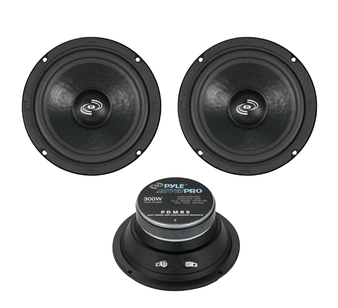 Pair of Pyle PDMR6 300W Midbass//Midrange 6.5/" Woofers Pro Sealed Back; 8 Ohm
