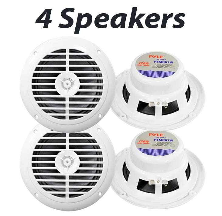 4 New Pyle 61/2'' Dual Cone Marine Boat Yacht Waterproof Speaker
