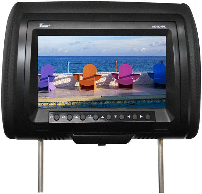Tview 9" Headrest Monitor with DVD Player Sold in Pairs Black eBay