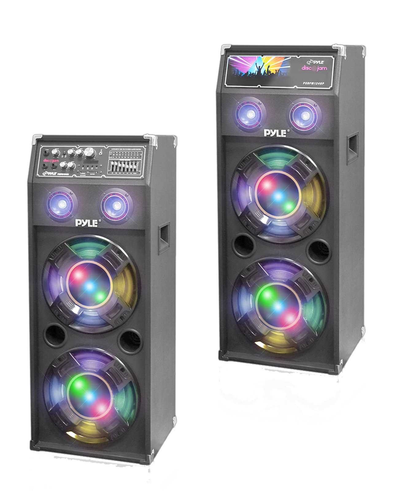 DJ 1400W 2Way PA USB FM Light Up Speakers, Pyle 1400 Dual Passive