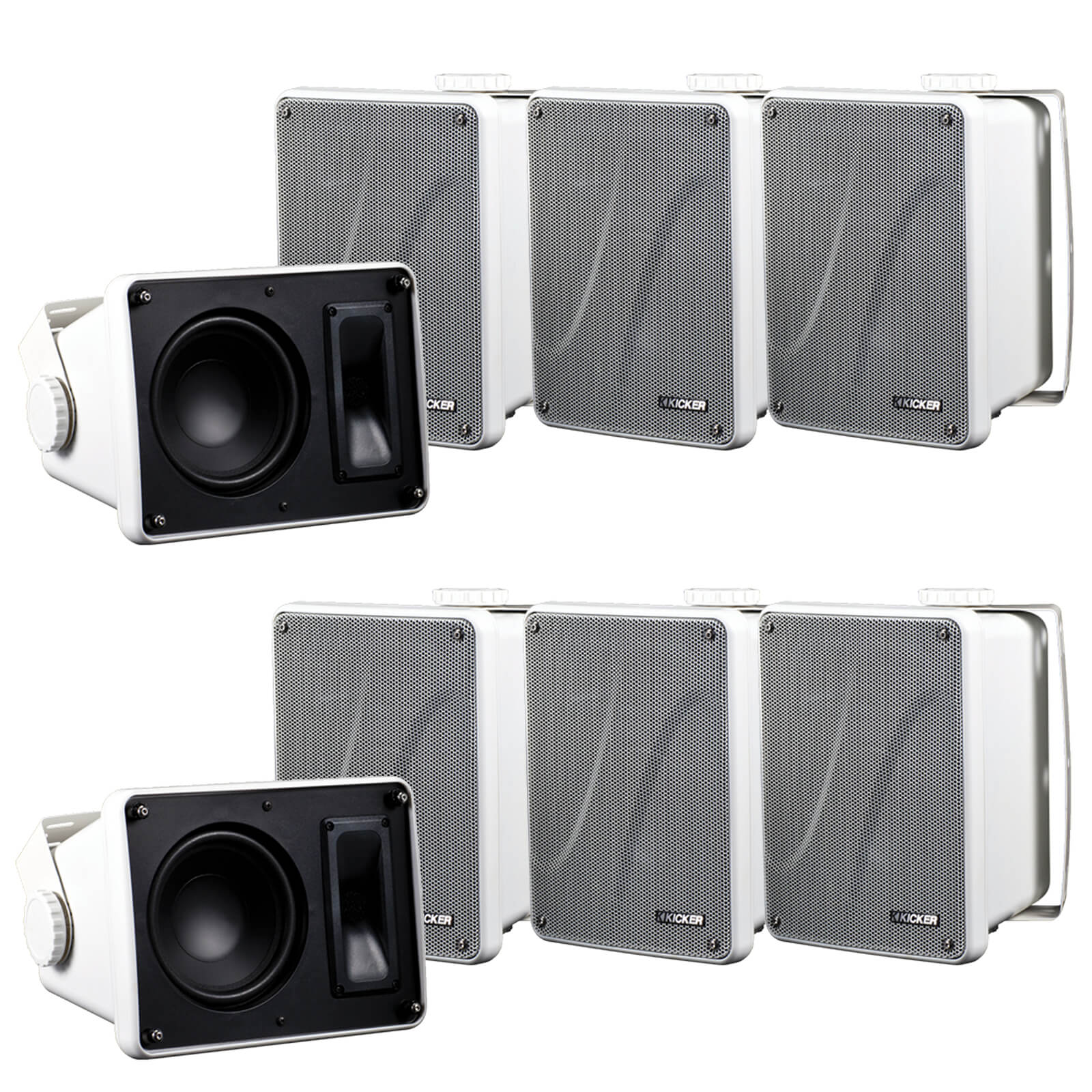 4 Pair Kicker 11KB6000B White indoor/outdoor 6.5" Marine Enclosed