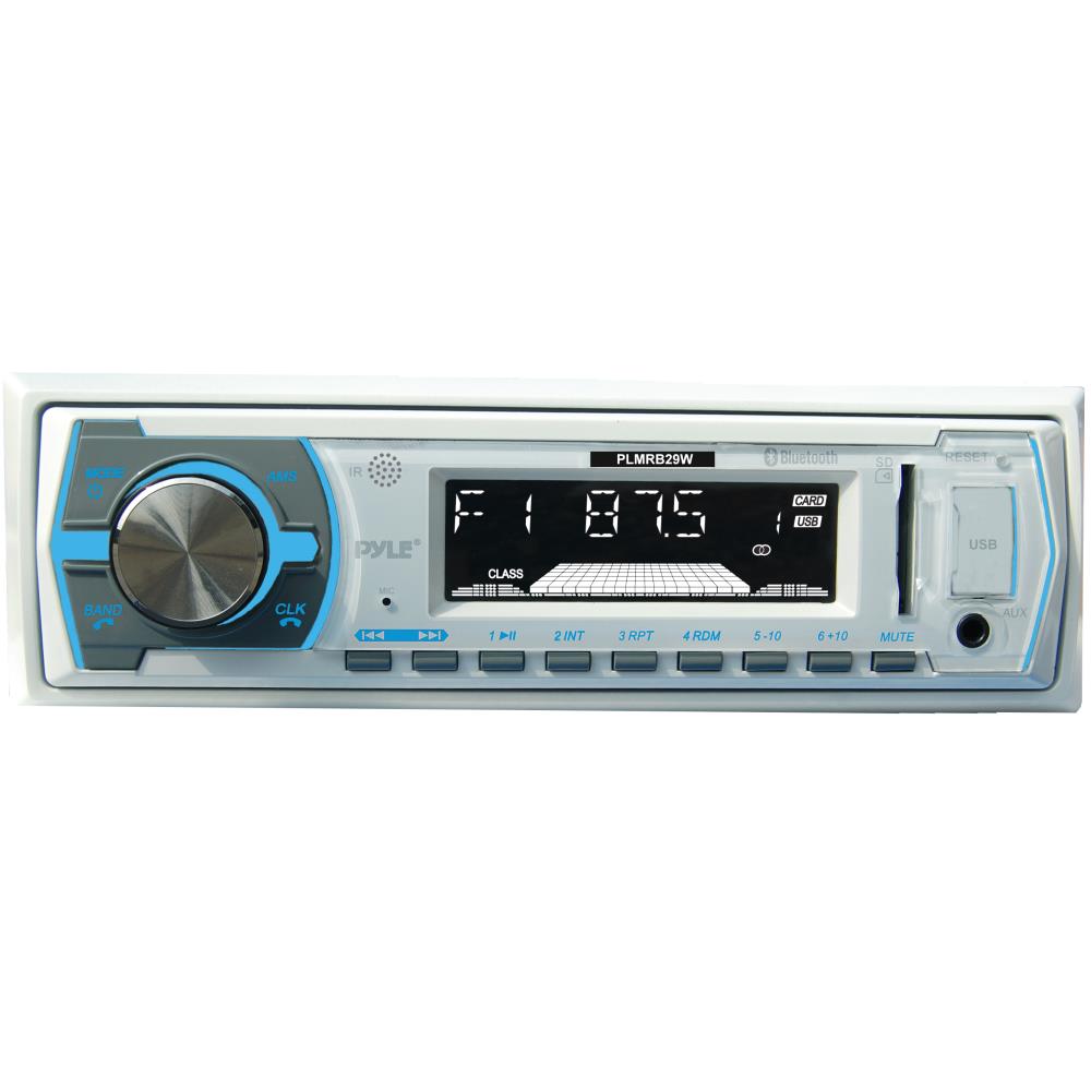 Pyle PLMRB29W Single DIN In-Dash Marine Bluetooth AM/FM Radio Stereo ...