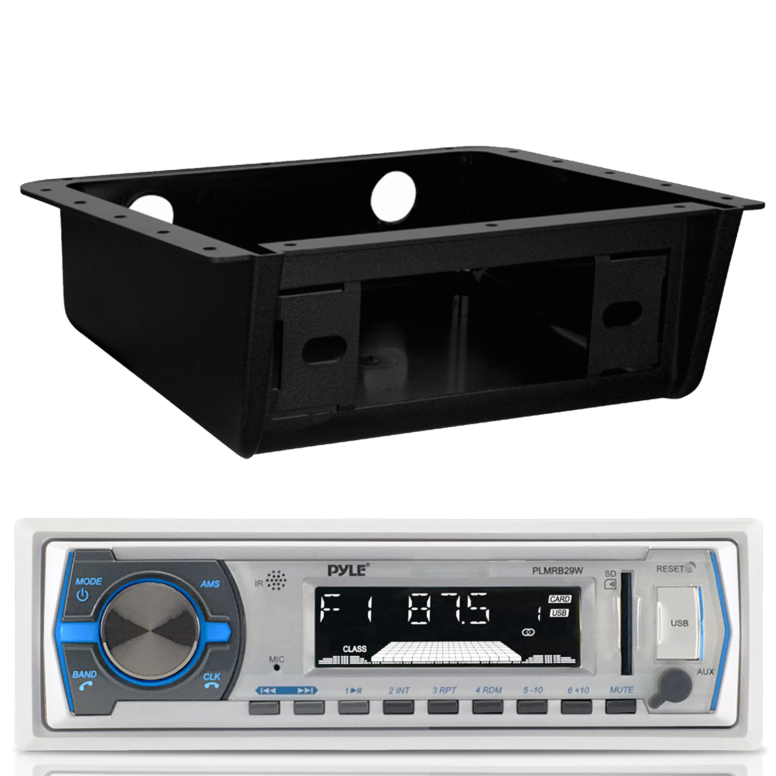 Enrock Marine Single-DIN Car Boat Radio Dash Kit Protectors Black // White