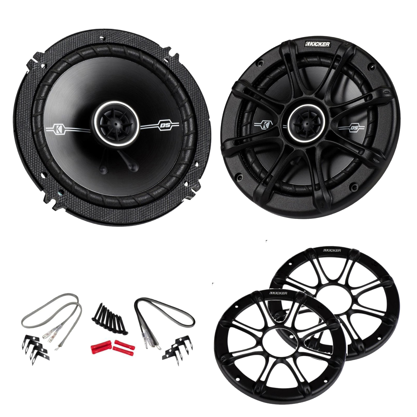 Kicker 6.5" 41DSC654 2Way 240W 4OHM Car Speakers, Speaker Wire, 6.5