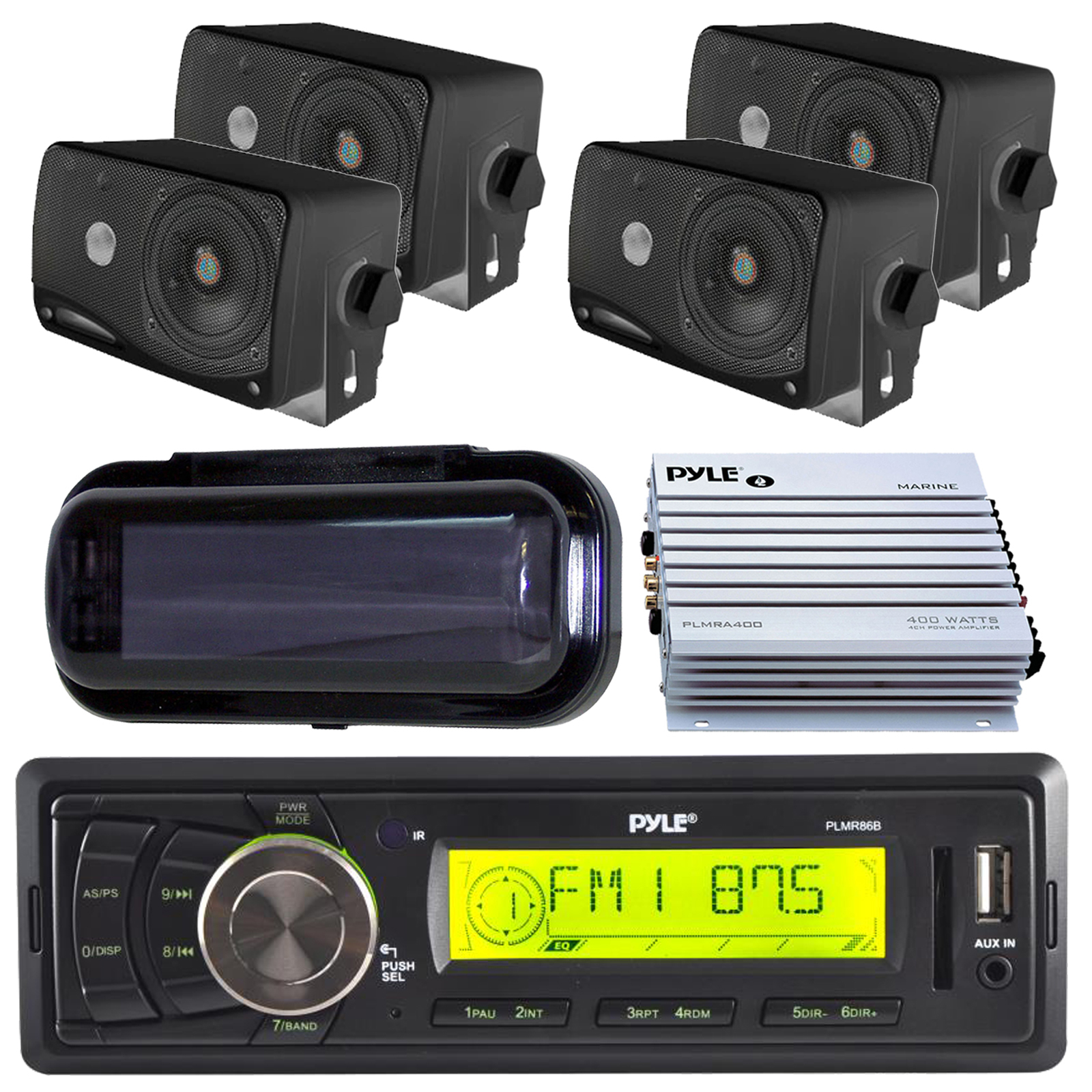 Enrock Marine Single-DIN Car Boat Radio Dash Kit Protectors Black // White