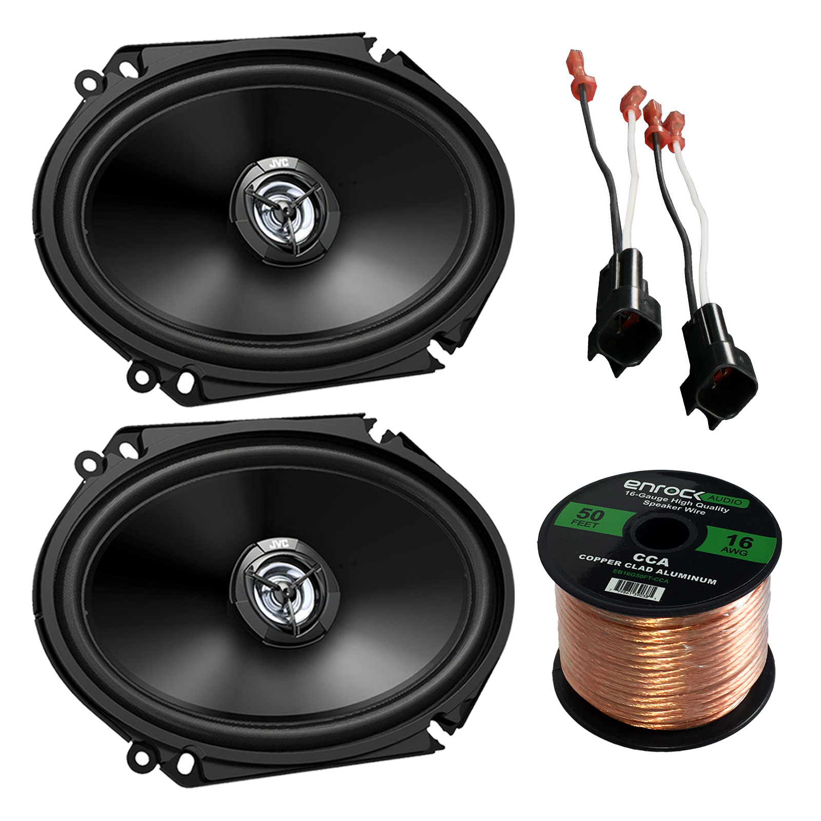 JVC Car 6x8" 2Way 300W Coaxial Speakers,50FT Wiring, Ford 98UP