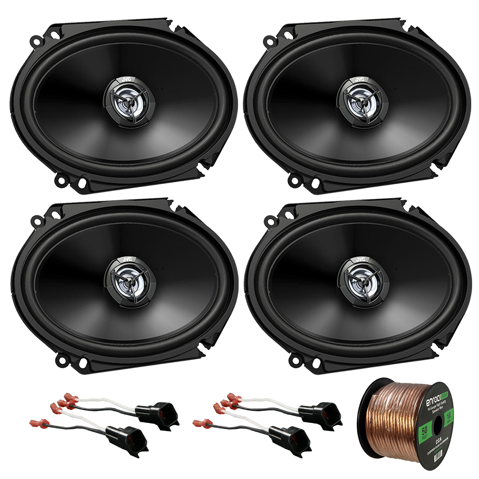 6x8" JVC Car Audio 300W Coaxial Speakers,Speaker Wire,98UP FORD