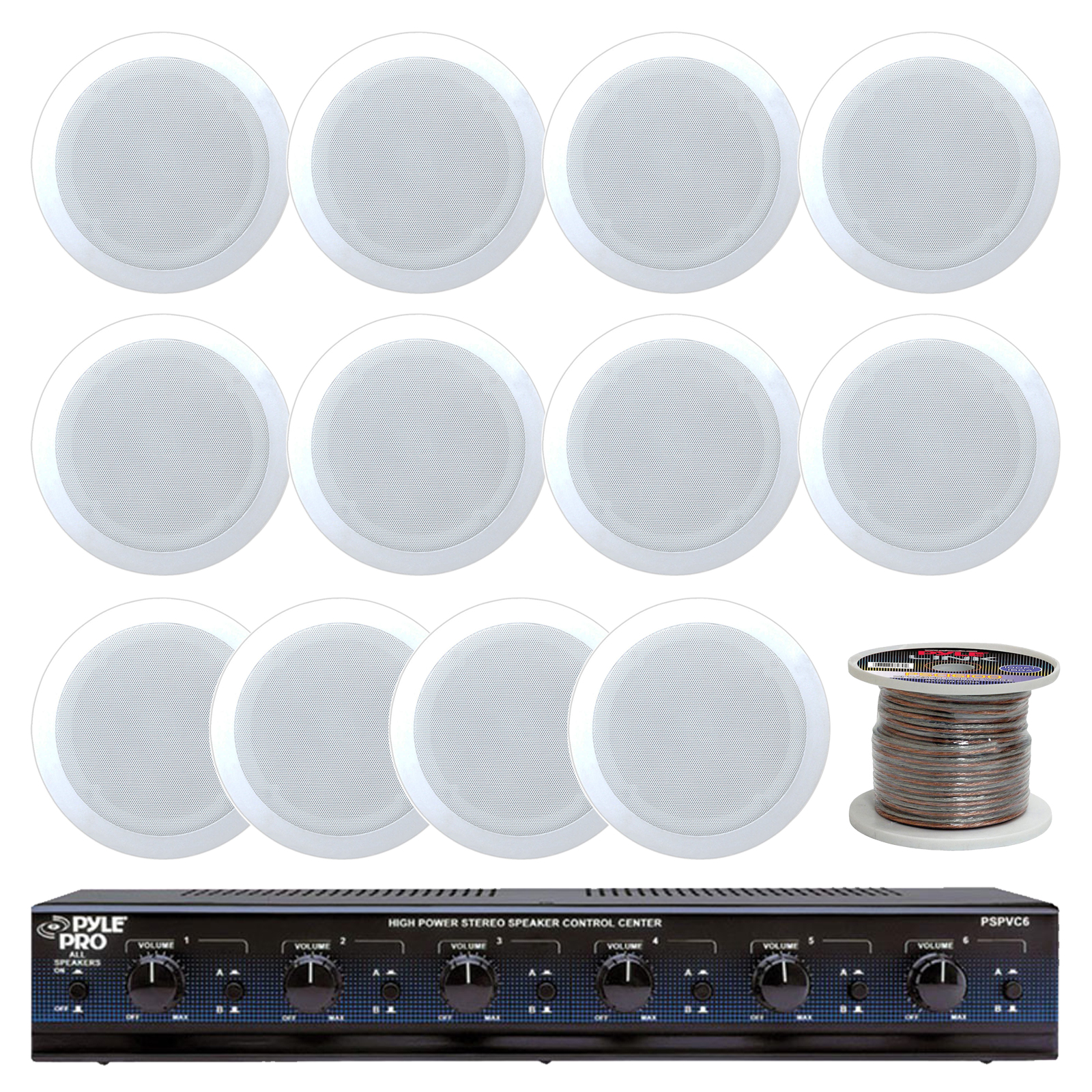 Pyle White 6 5 400w In Ceiling Speakers Speaker Wire 6 Channel