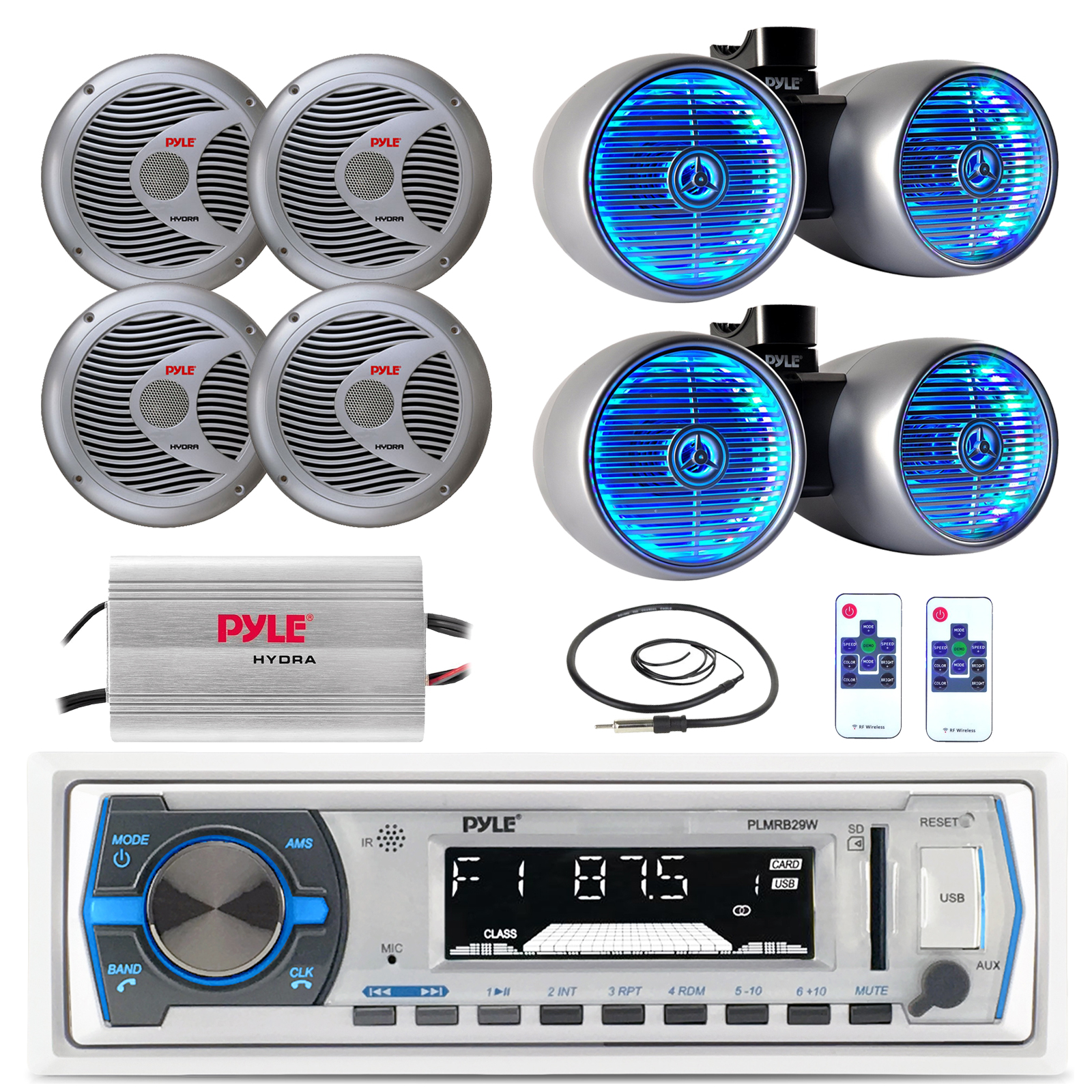 marine tower speakers with built in amp