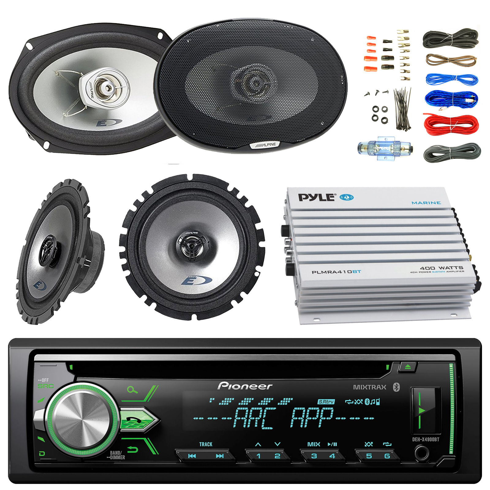Advanced Remote Control Car Stereo Receiver with pair of 6.5” and pair