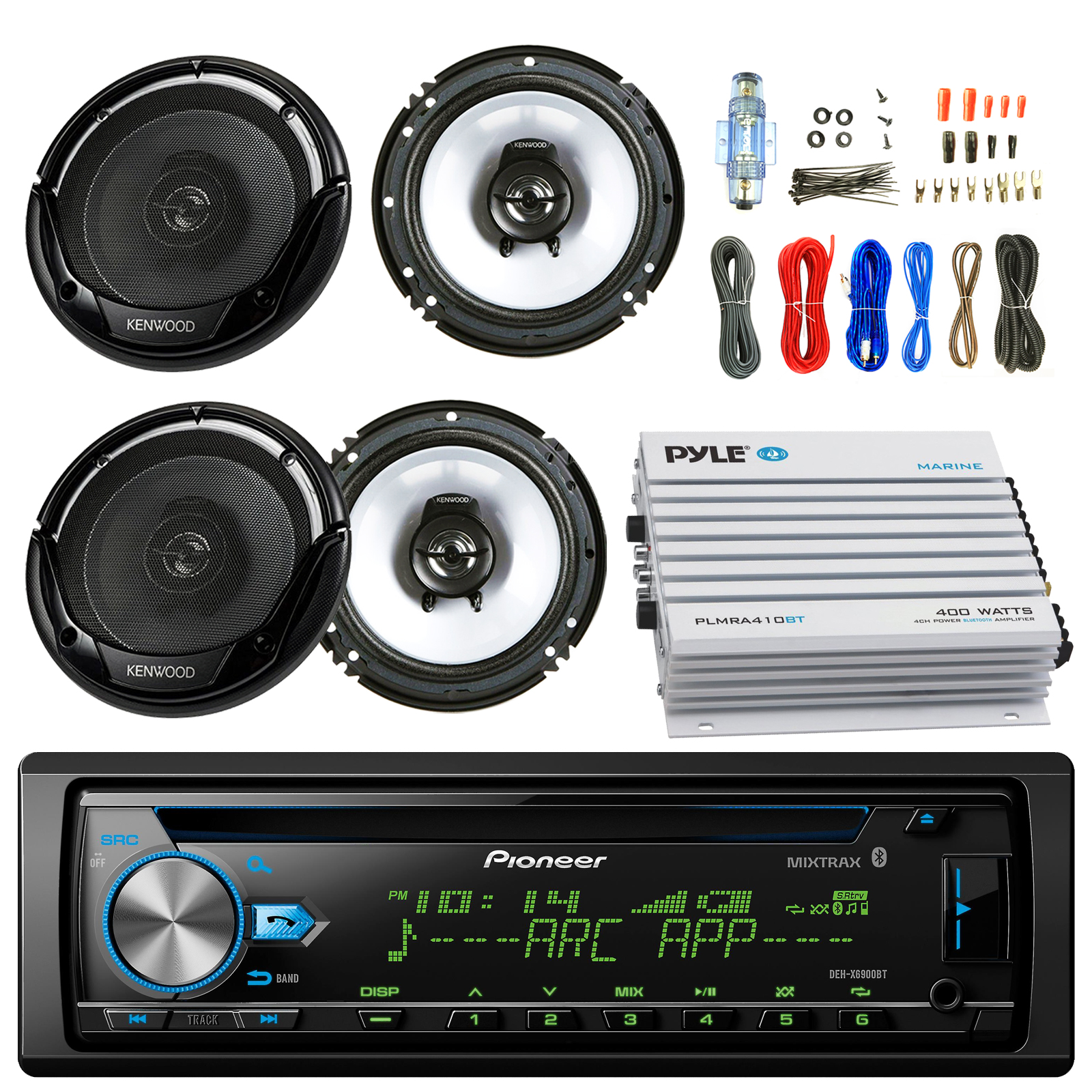 Pioneer Bluetooth Car CD Radio, 4CH 400W Amplifier, 6.5" Kenwood 300W