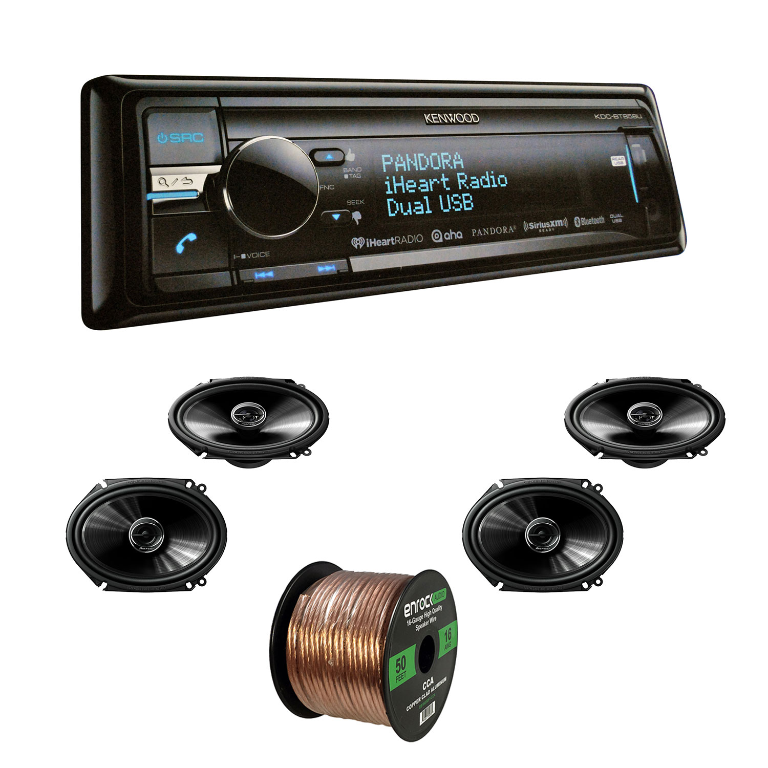 Stereo Receiver w/Pioneer TS-G6845R 250W 2-Way Coaxial Speakers & Speaker Wire 728120474647 | eBay