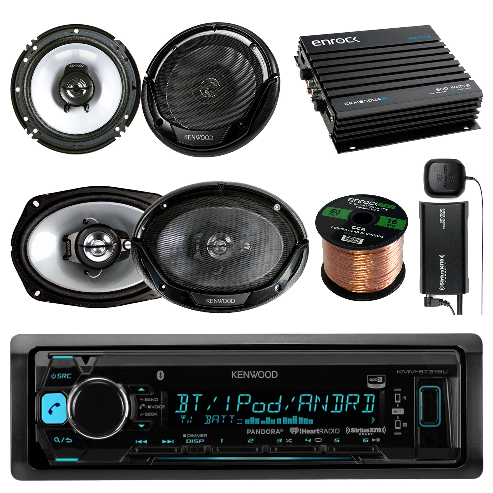 Kenwood Bluetooth USB Radio, Sirius XM Tuner, 400W Amp, 6.5" and 6x9"Speaker Set 799861390664 eBay