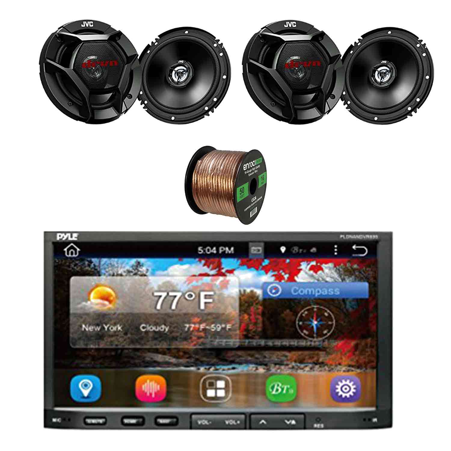 JVC KD-RD99BTS Single DIN BT Stereo W// Enrock 2-WAY Coaxial SPKR /& Enrock SPKR W
