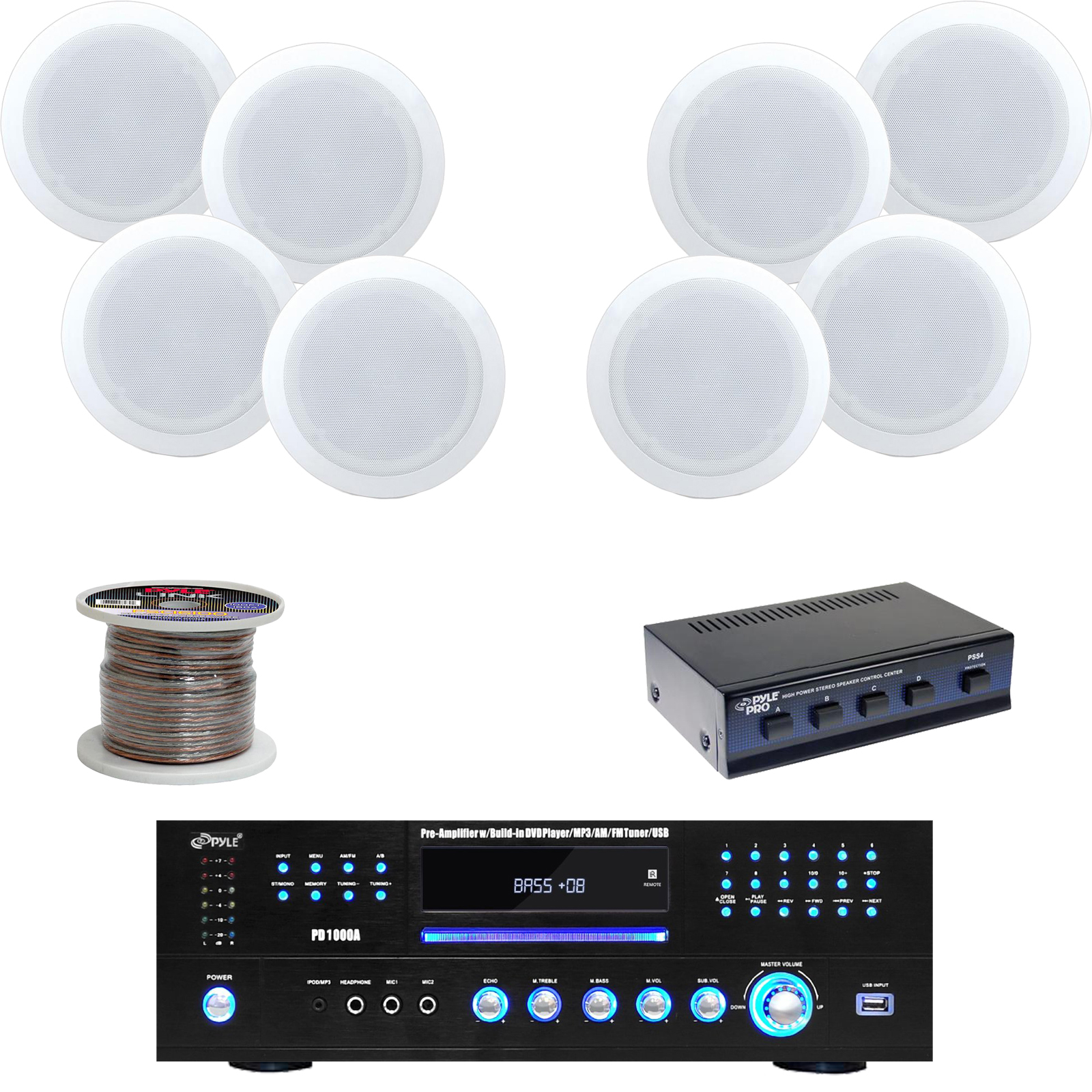 6 5 White In Ceiling Speakers Wiring Speaker Selector Usb Dvd