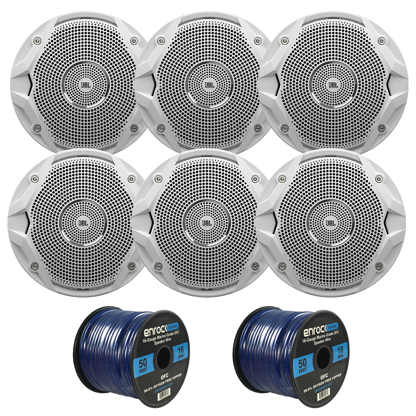 100FT Marine Cadence Blue Speaker Wire, 6 JBL Marine 6.5"150W Stereo