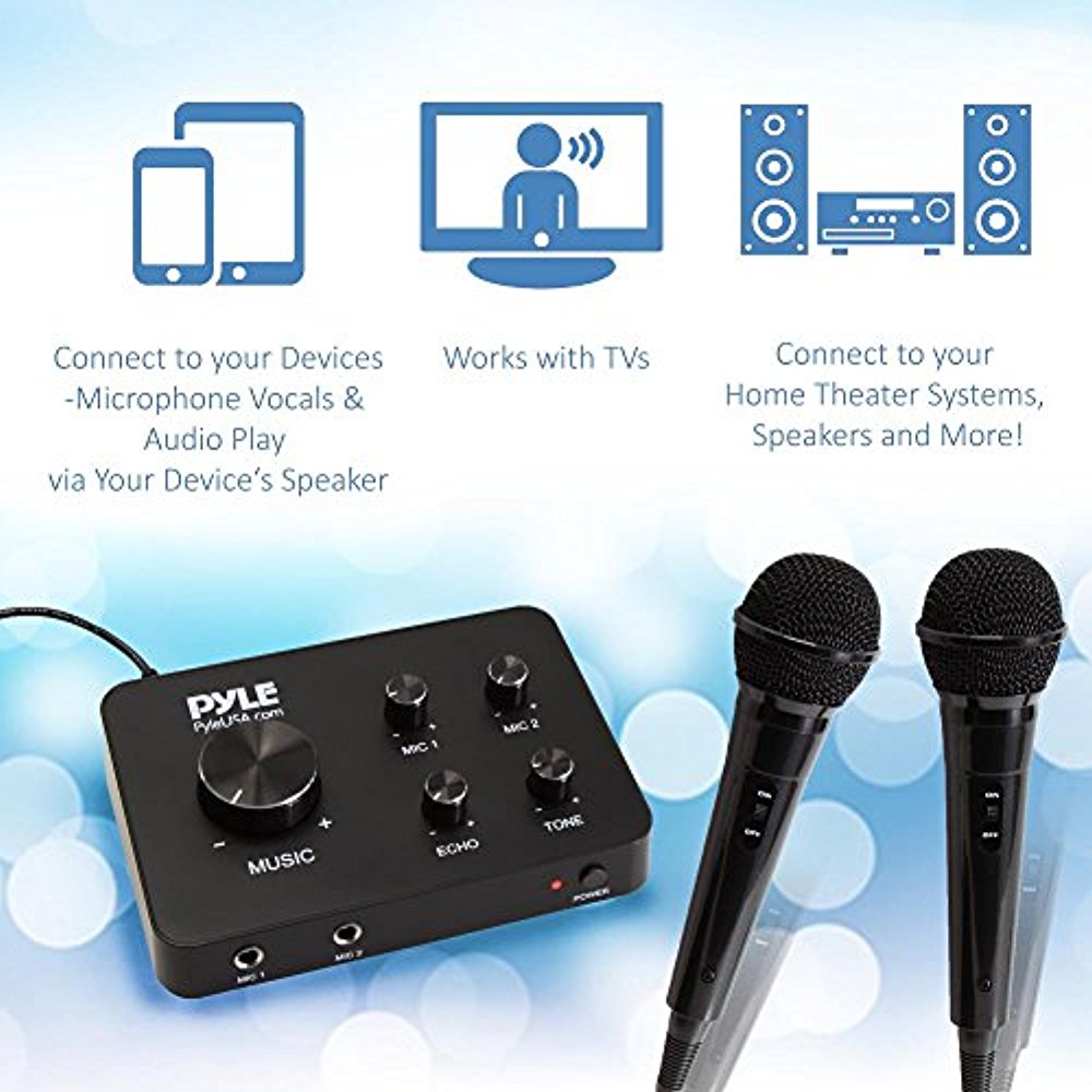 Home Theater Karaoke Mic System Connects to TV, Receiver, Speaker