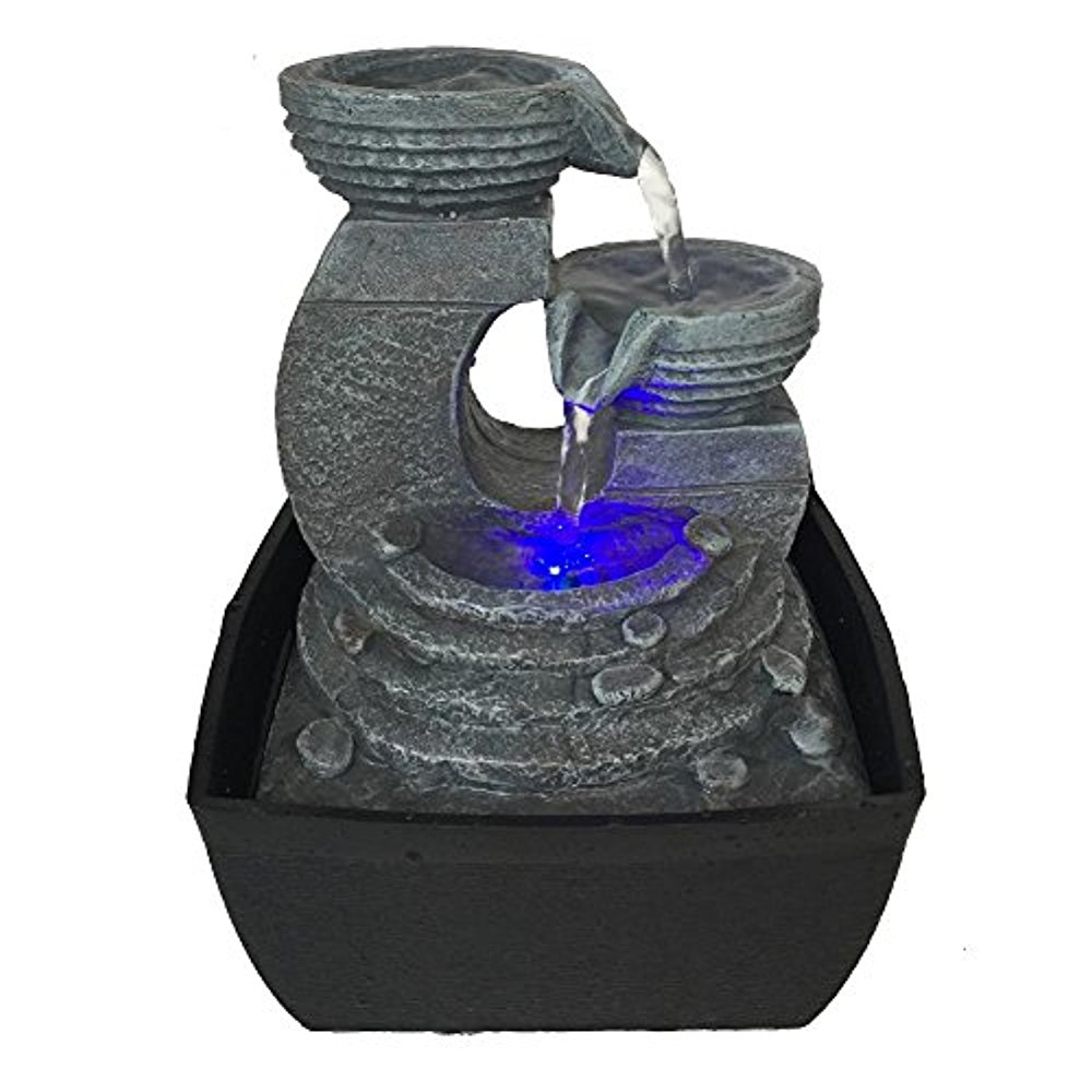 Water Fountain - Relaxing Tabletop Water Feature Decoration (SLTWF60LED ...