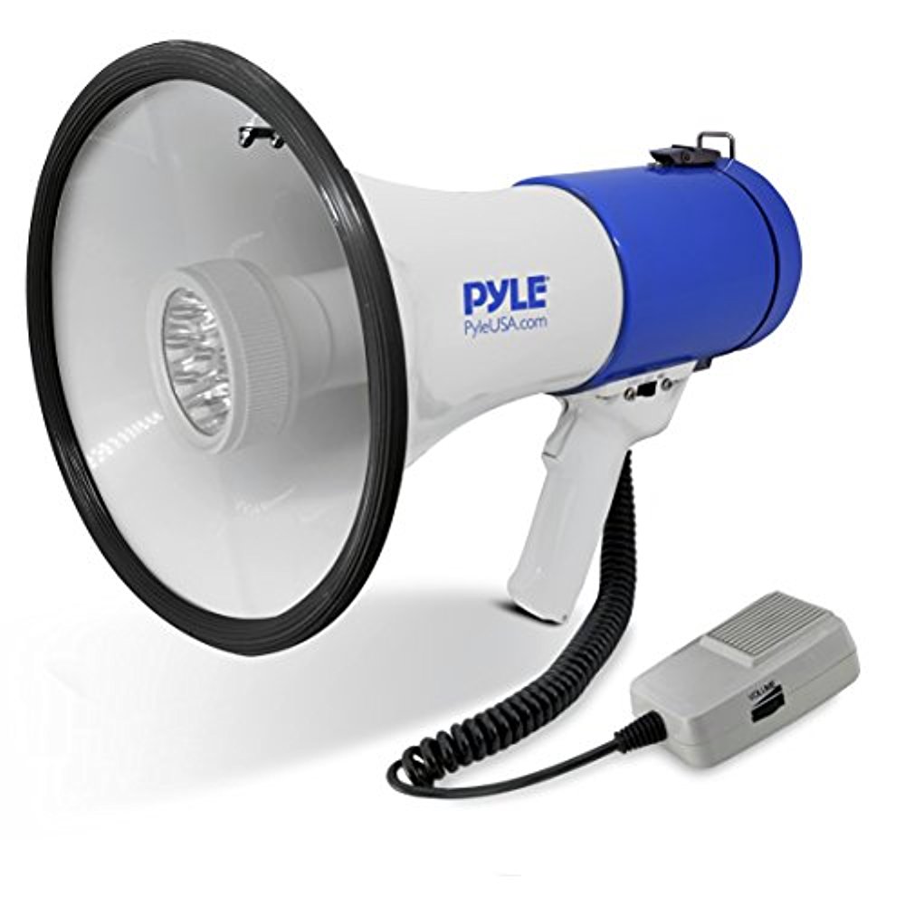 Megaphone Speaker w/ Builtin LED Lights PA Bullhorn w/ Siren Alarm