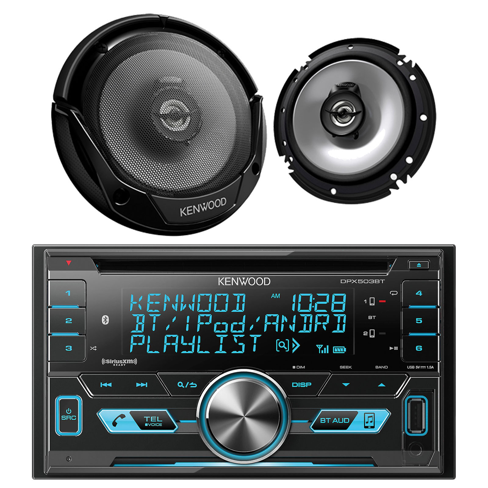 Kenwood 2Din Bluetooth iPod USB CD AUX Car Radio, 2 6.5