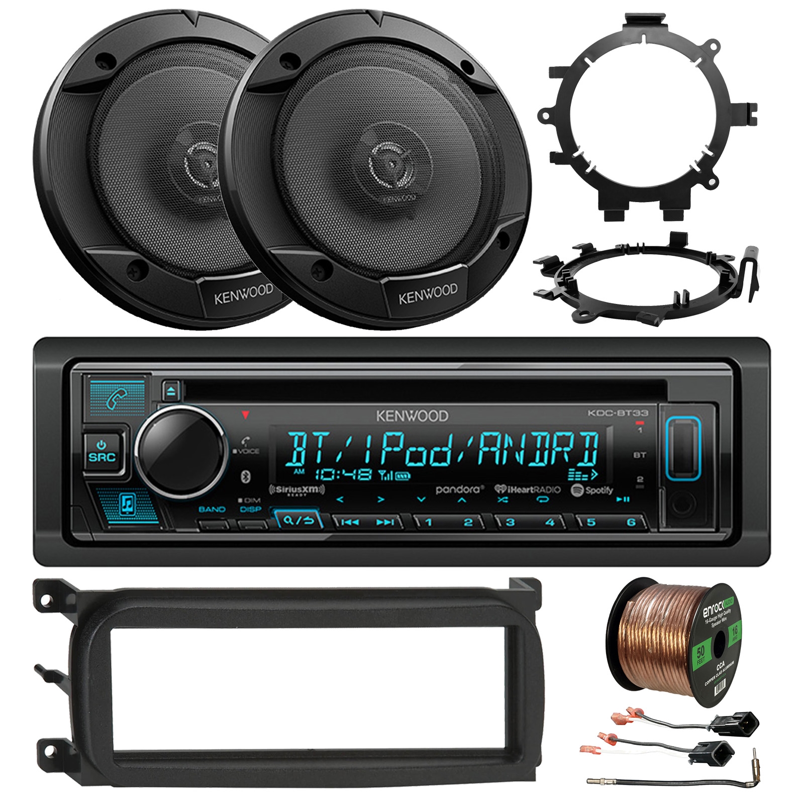Kenwood Receiver, 2 x 6.5" Speakers, Dash Kit, Speaker Connector