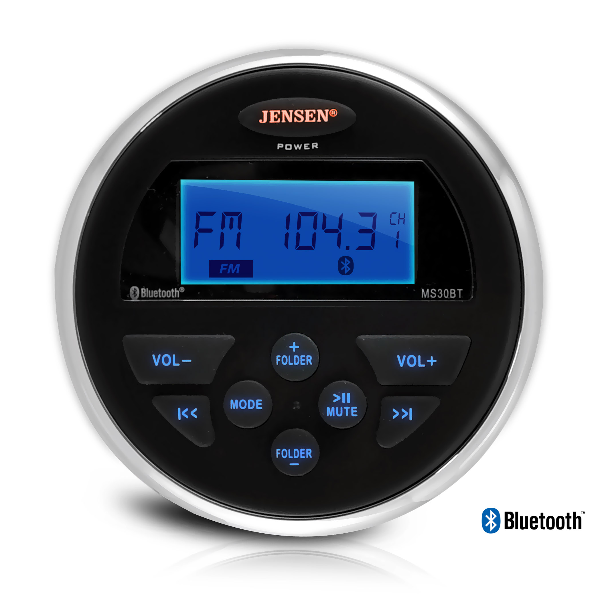 6.5" Kicker White/Charcoal Marine Speakers, Jensen Bluetooth UBS AUX AM