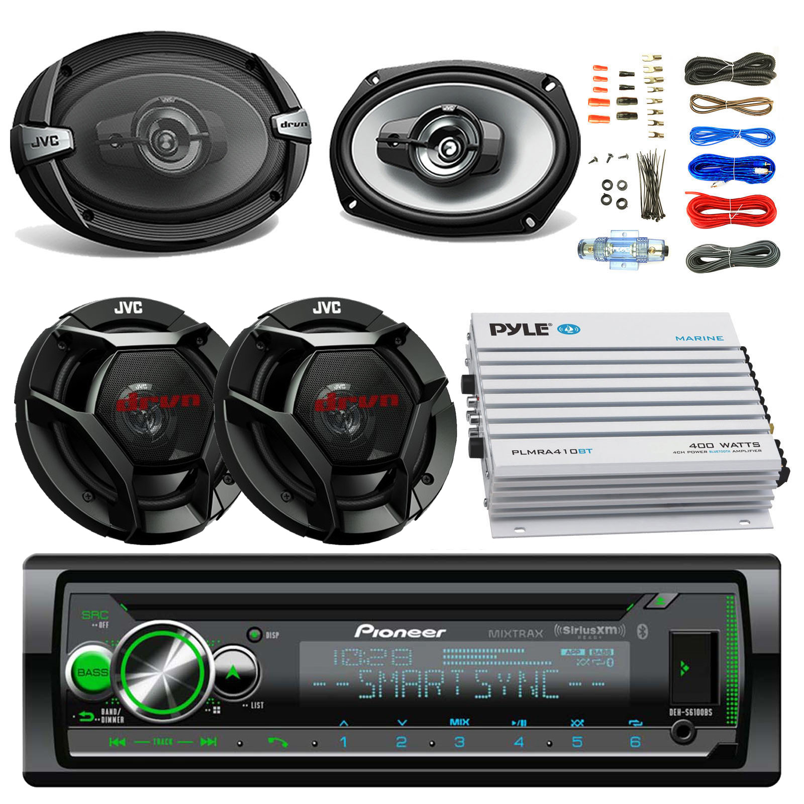 Road Entertainment Car Audio Bundle DEHS6100BSCSDR621CSDR693