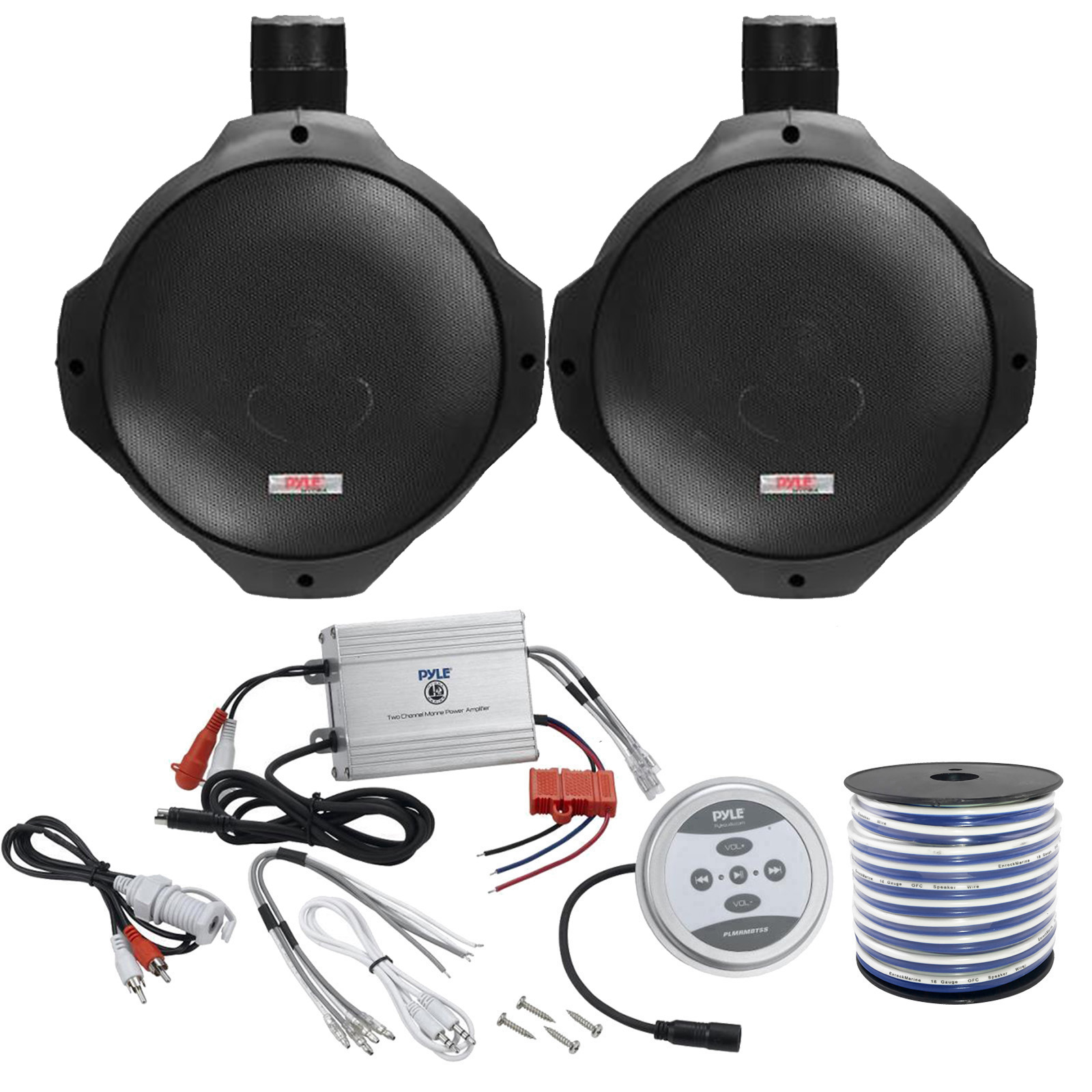NEW SPEAKER 8/" PYLE MARINE WAKE BOARD STYLE; BLACK PLMRB85