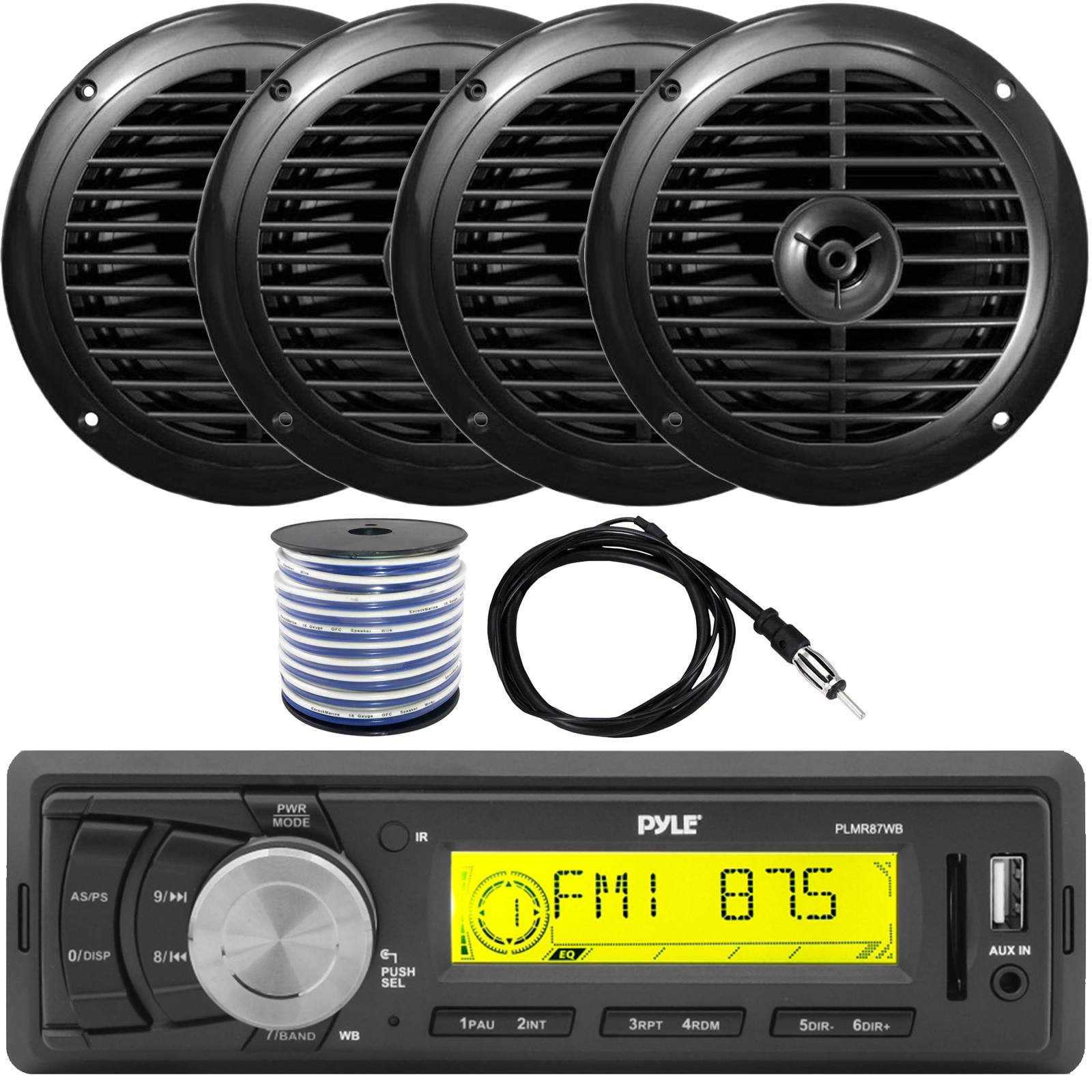 Pyle Plmr87wb Usb Aux Am Fm Receiver 4 X 6 5 U0026 39 U0026 39 120w