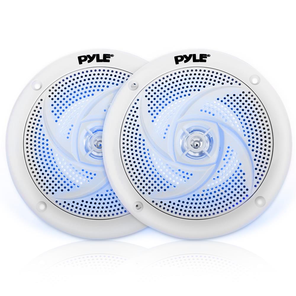 Pyle PLMR93W Bluetooth Receiver, 2x 6.5" Blue LED Speakers, Amp w/ Kit