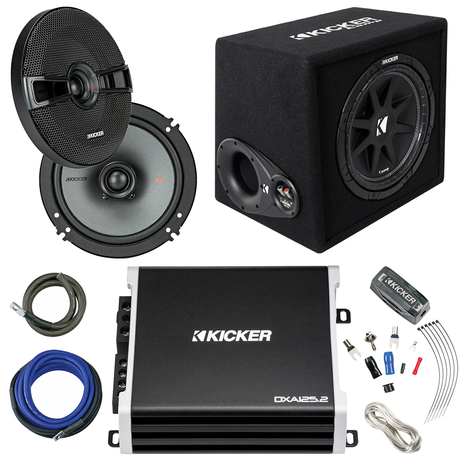 kicker subwoofer amp and speakers pack