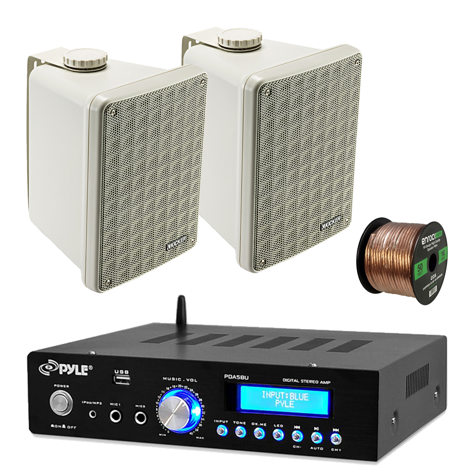 details about pyle pda5bu bluetooth usb amplifier, kicker 46kb6g 6 5\