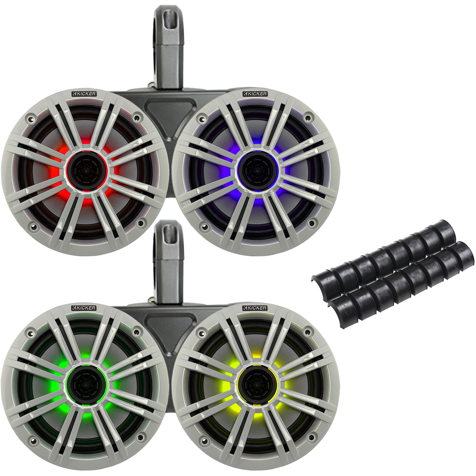 Kicker Black Waterproof Wake Tower System 6.5" White Marine LED OEM Speakers 728120516101 eBay