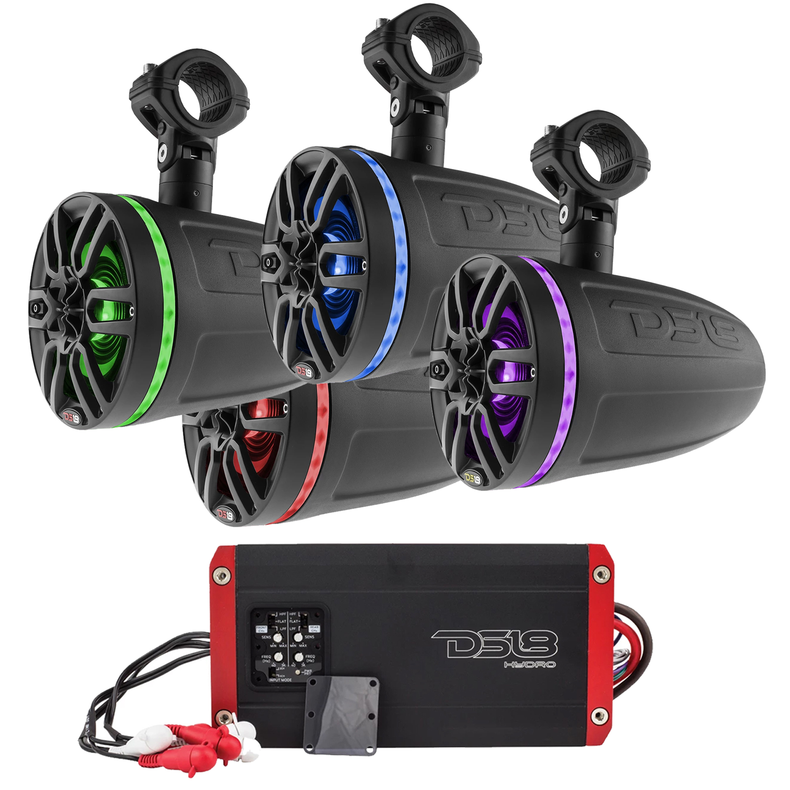 DS18 6" Wakeboard Tower Pod Marine Weatherproof Speakers with RGB