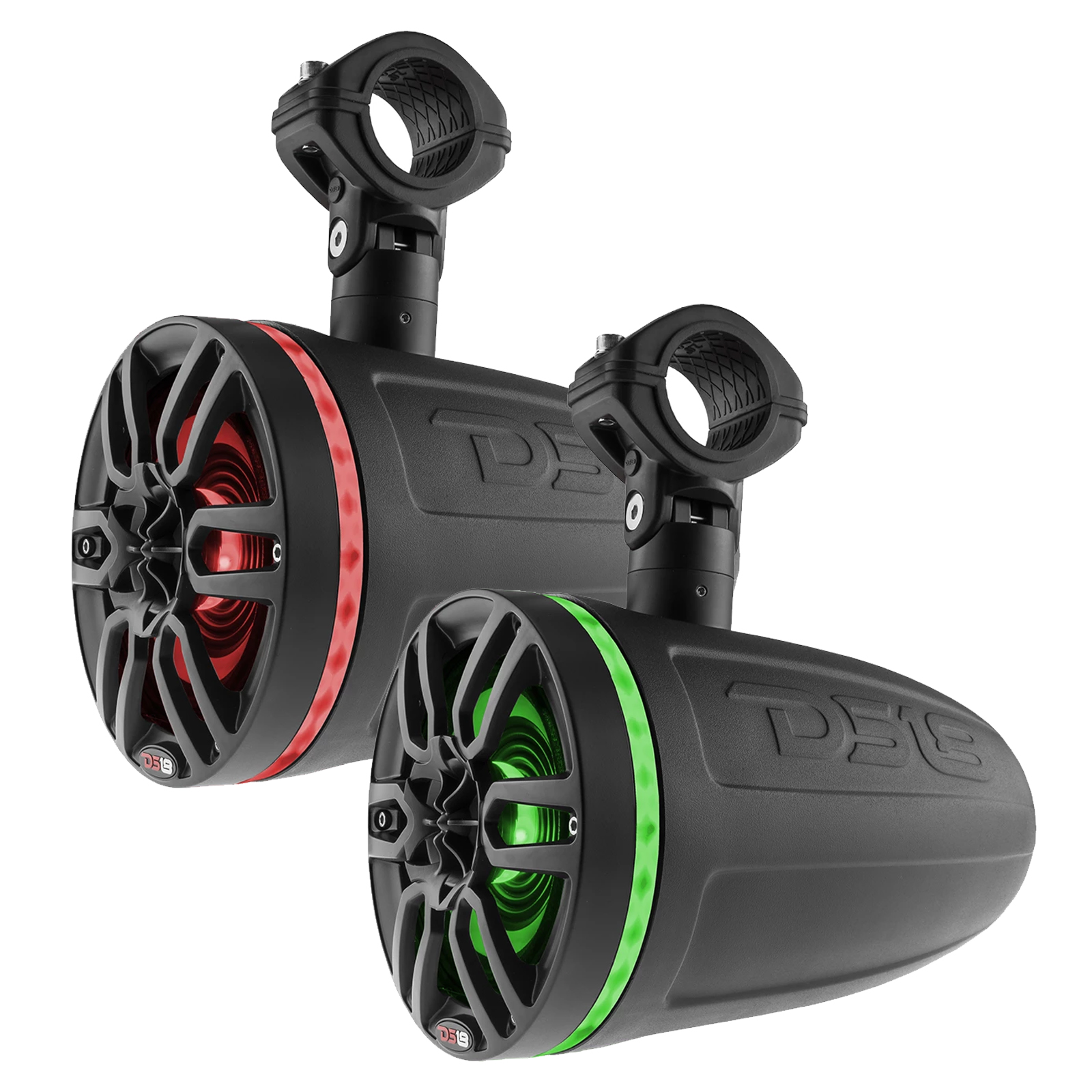 6" Wakeboard Tower Speakers with RGB LED - 2 Pairs (Black), 1600 Watts