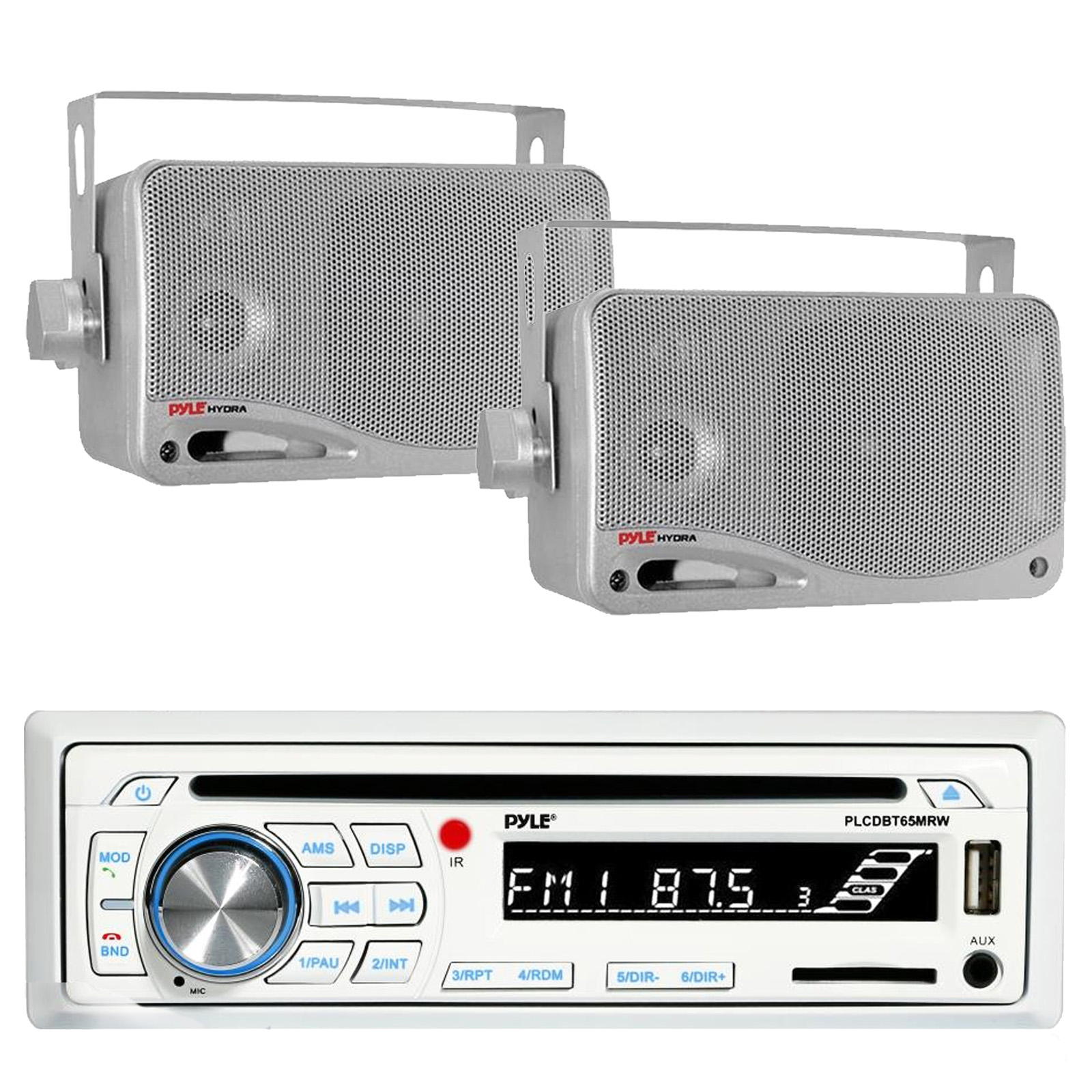 New PLCDBT65 Marine Boat CD SD USB Stereo System & Bluetooth + 2 Speakers eBay