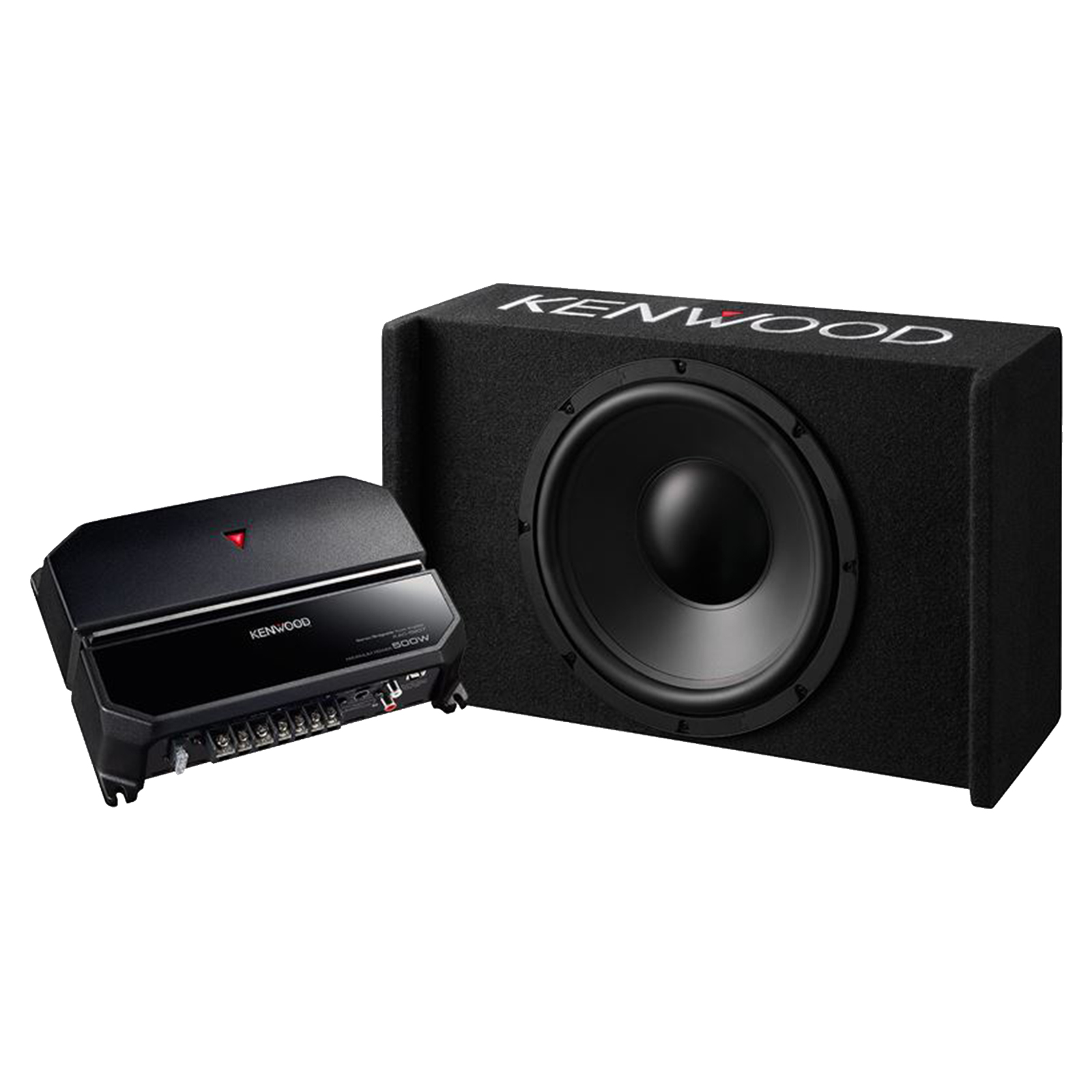 JVC Kenwood Kenwood PW121B Sealed Enclosure Box Subwoofer + KAC5207