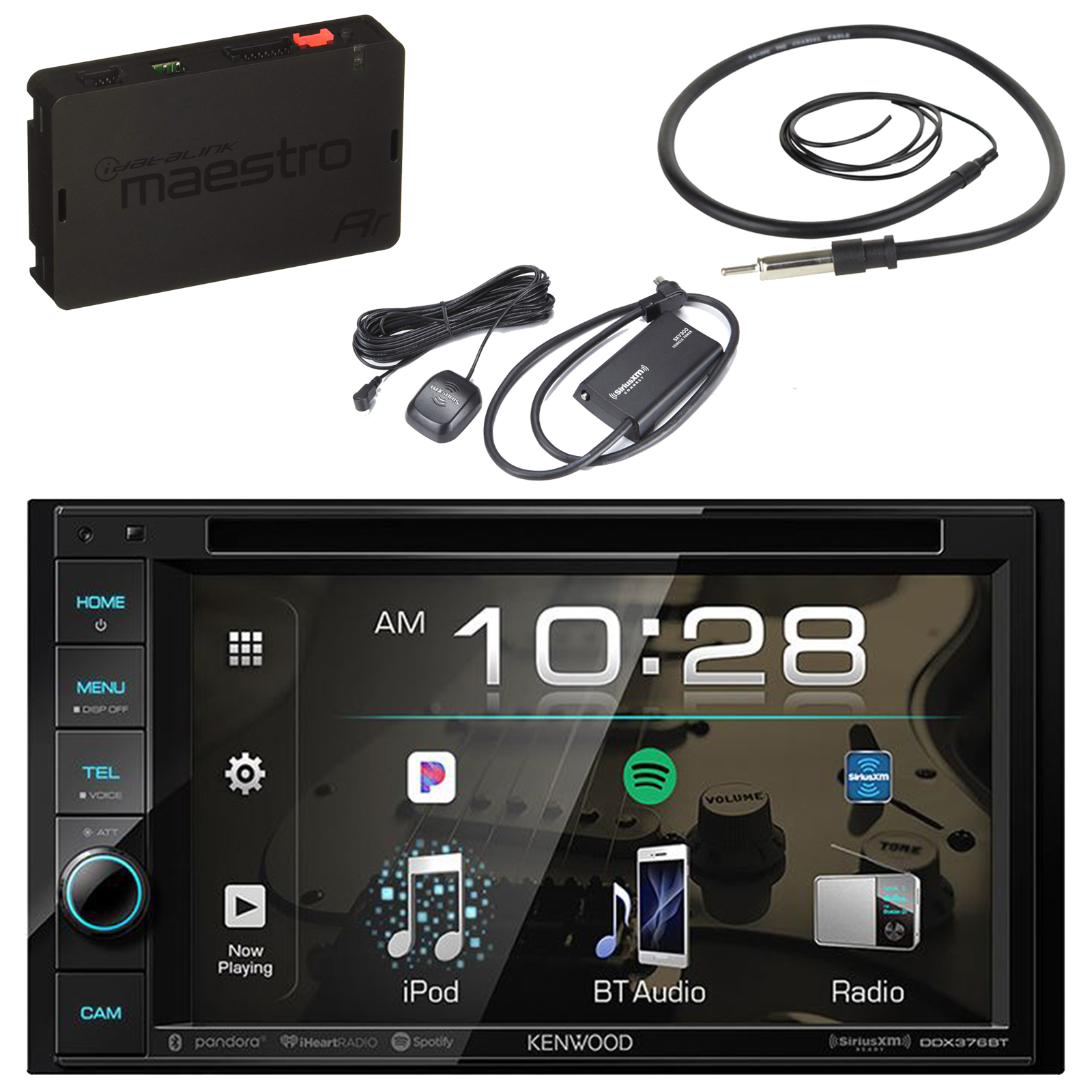 Kenwood DDX376BT DVD USB Radio, Steering Control Interface, SiriusXM