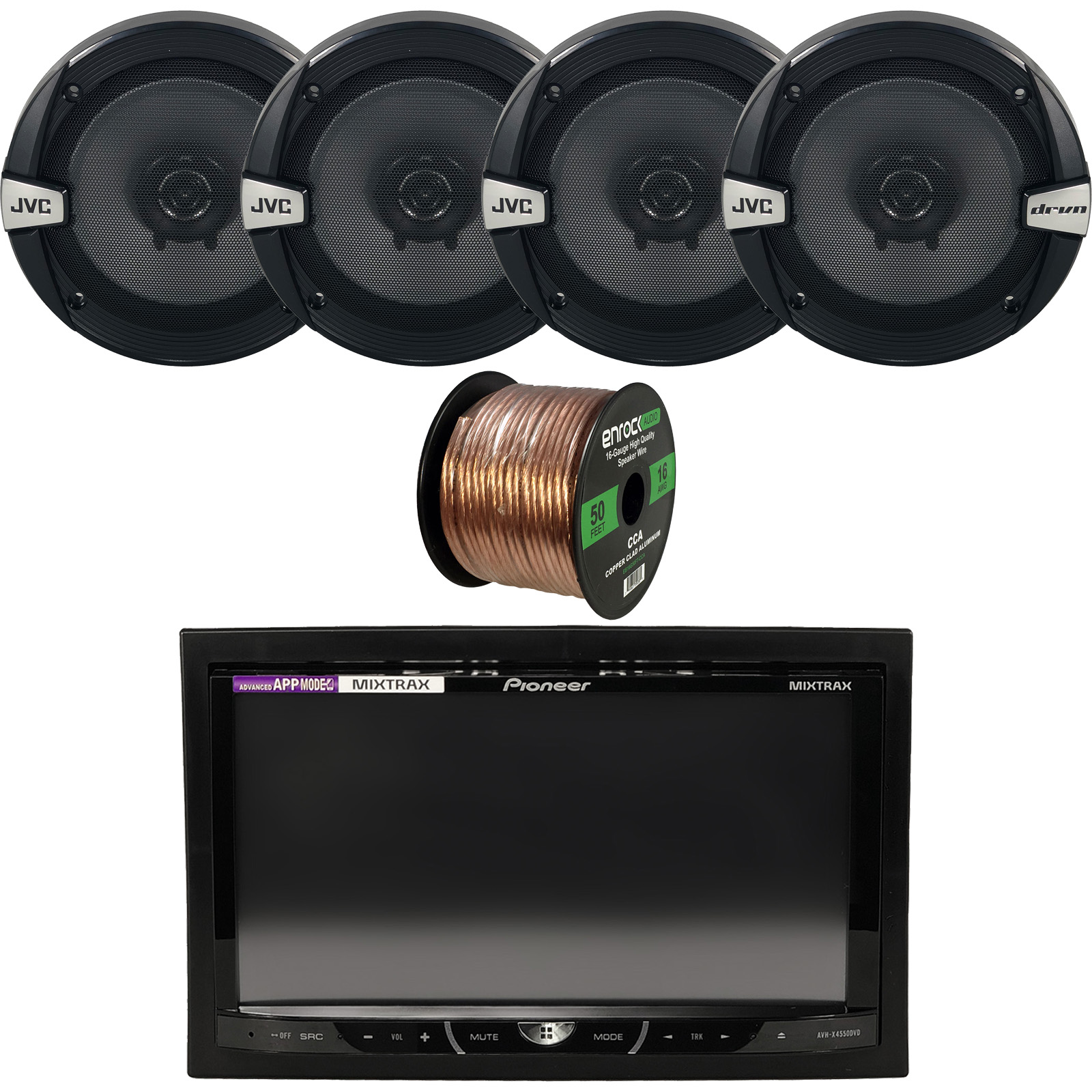 Pioneer AVH-X4550DVD Radio DVD Receiver, 4x 6.5" 300W Coaxial Speakers