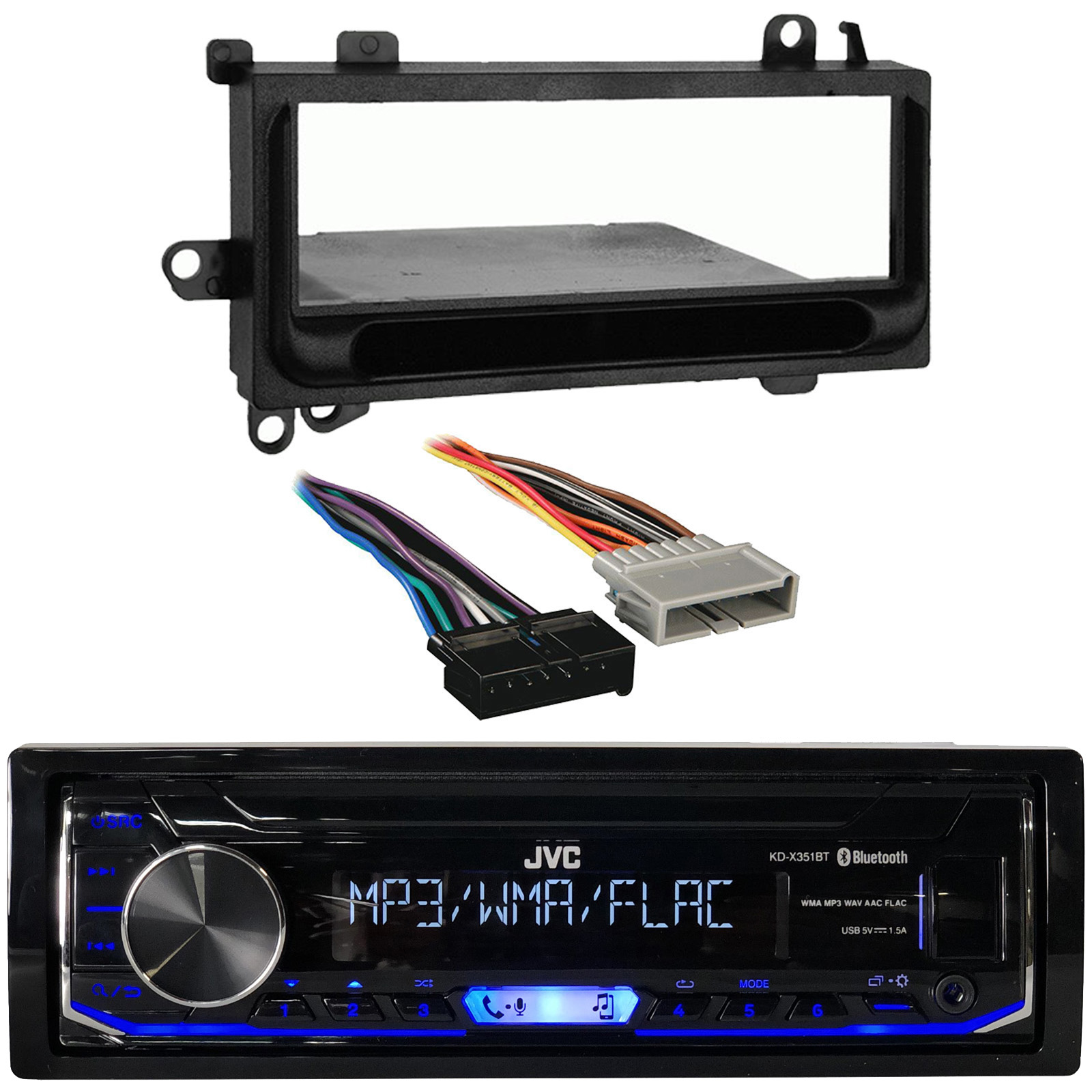 JVC Bluetooth Stereo Receiver, Wiring Harness, Install Kit for Select