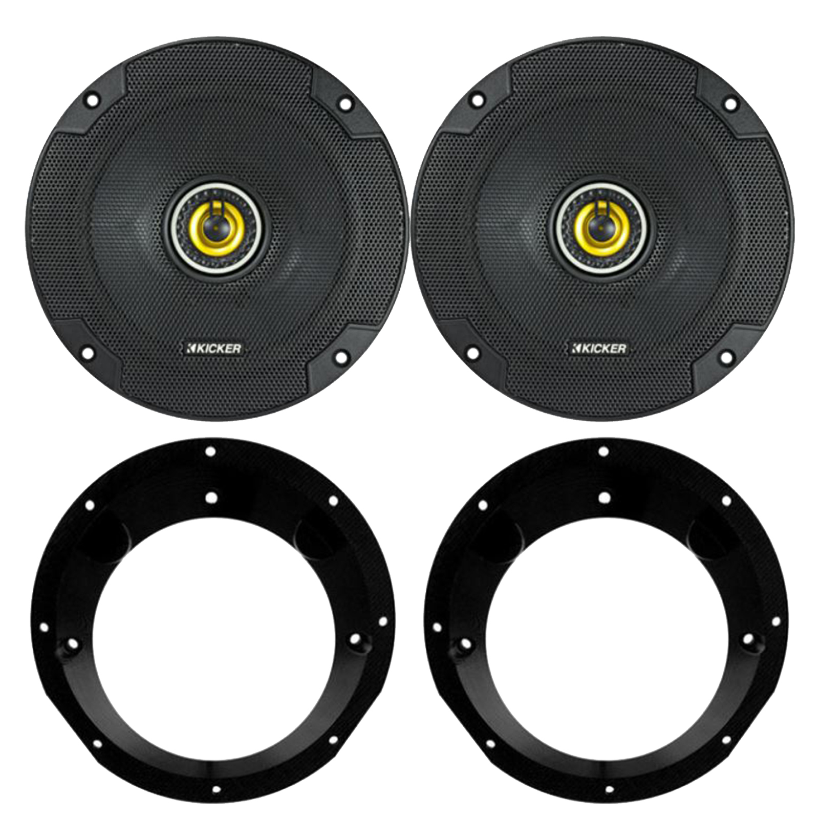2x Kicker CSC65 6.5" 300W 2Way Car Audio Speakers, Mounting Ring