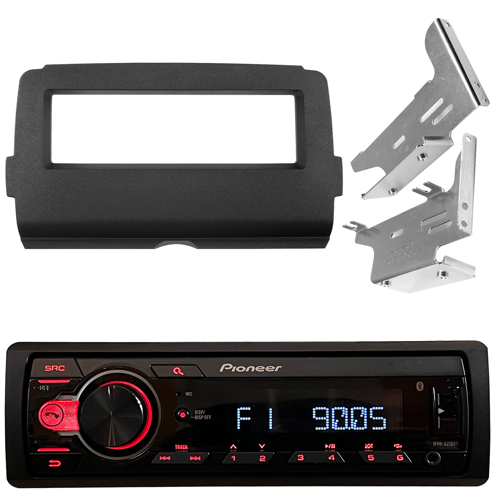 Pioneer MVH-S215BT Digital Media Car Stereo Receiver Single DIN  Bluetooth in-Dash USB MP3 Auxiliary AM/FM Android Smartphone Compatible, :  Electronics