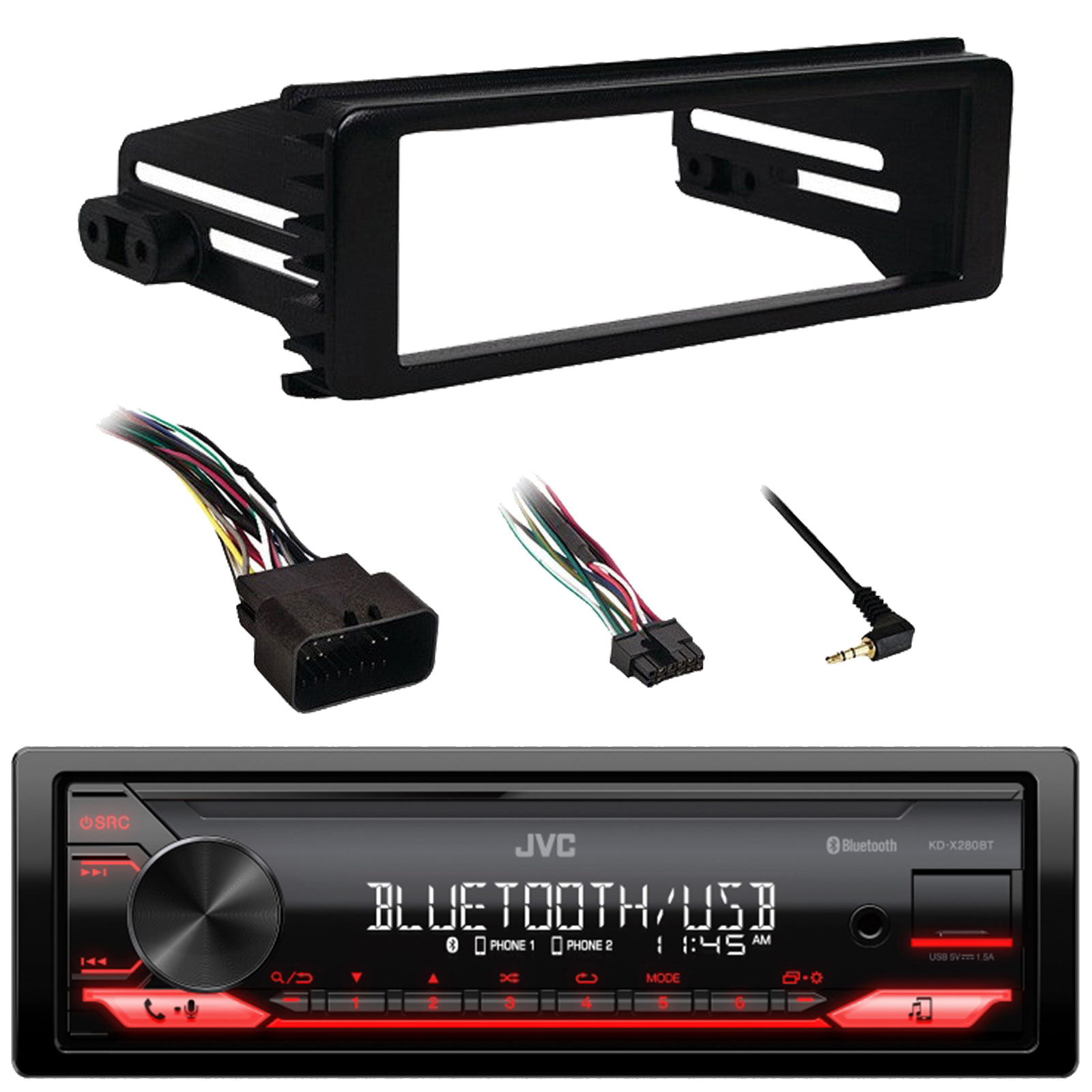 車のパーツ JVC KD-929SHX & PD-100 JVC KD-X280BT 1 DIN Bluetooth USB Stereo Receiver, Harley Stereo