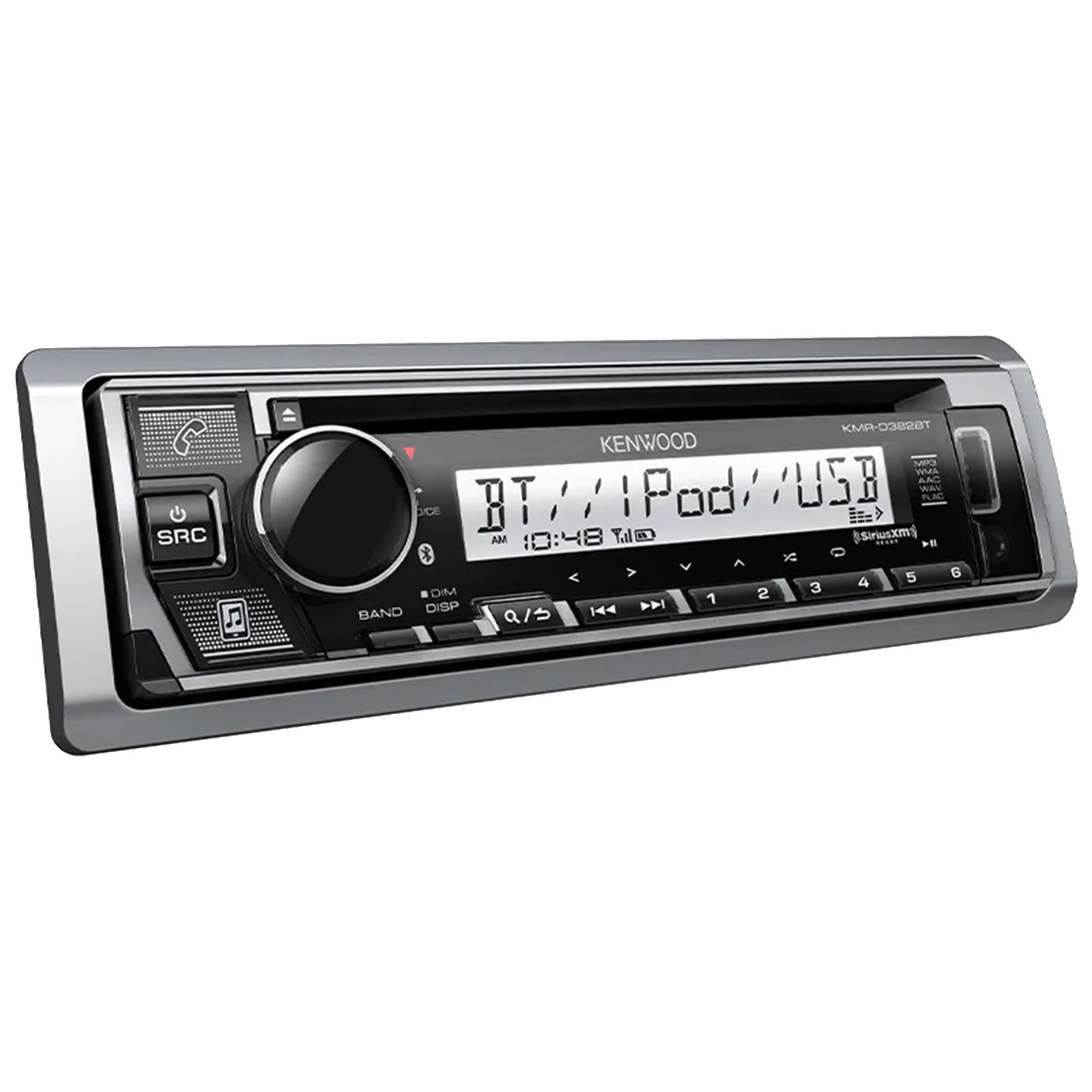 Single DIN Marine Bluetooth CD Receiver w/Wired Remote, 4x 6.5