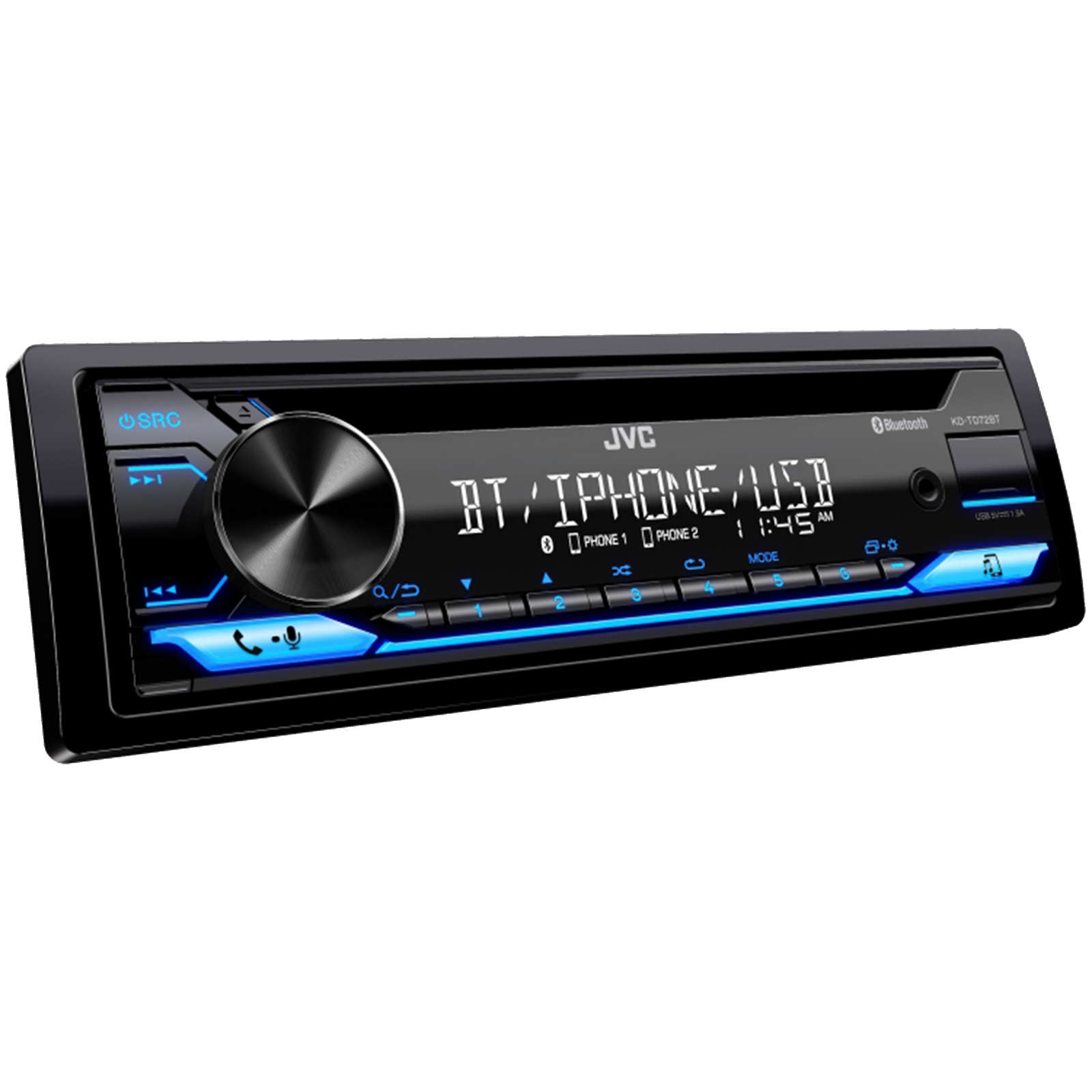 JVC Single DIN Bluetooth Stereo CD Radio, 2x 6x9